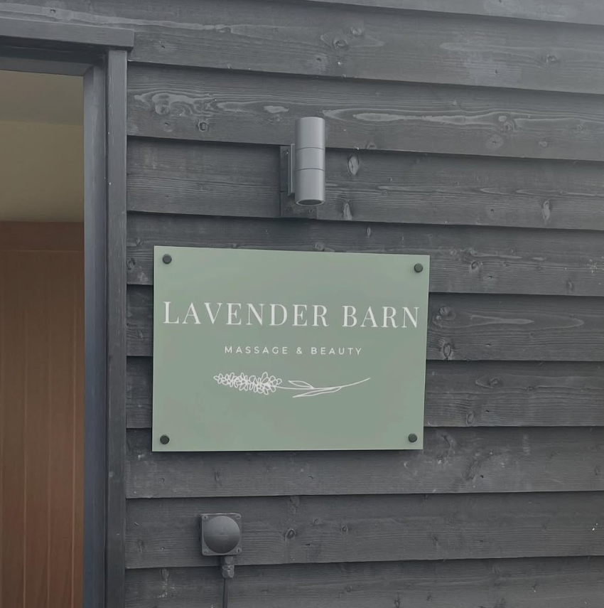 Lavender Barn entrance sign at Willow Tree Farm Shop